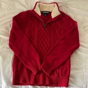 Boys Lands End Red 1/4 Zip Sweater
